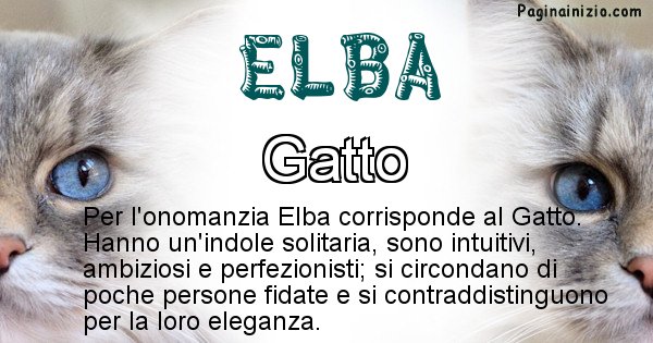 Elba - Animale associato al nome Elba