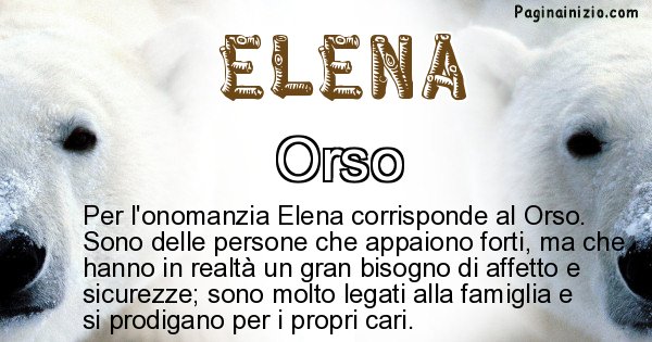 Elena - Animale associato al nome Elena