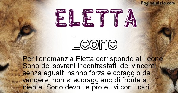 Eletta - Animale associato al nome Eletta