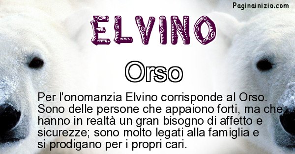 Elvino - Animale associato al nome Elvino