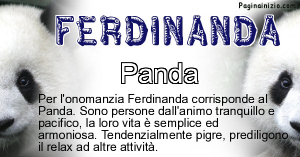 Ferdinanda - Animale associato al nome Ferdinanda