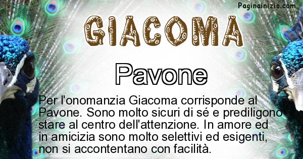 Giacoma - Animale associato al nome Giacoma