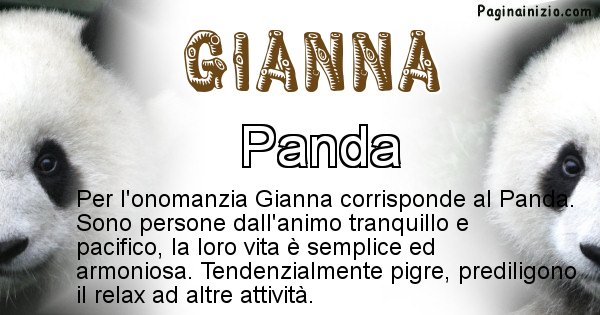 Gianna - Animale associato al nome Gianna