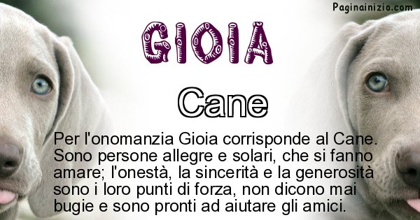 Gioia - Animale associato al nome Gioia