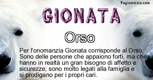 Gionata - Animale associato al nome Gionata