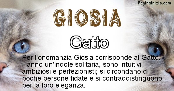 Giosia - Animale associato al nome Giosia