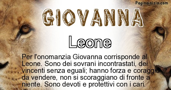 Giovanna - Animale associato al nome Giovanna