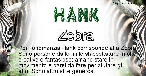 Hank - Animale associato al nome Hank