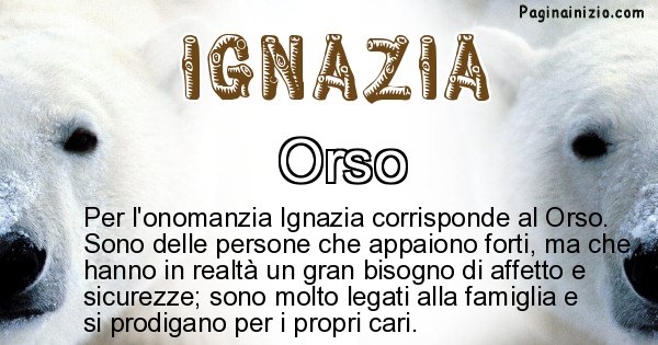 Ignazia - Animale associato al nome Ignazia