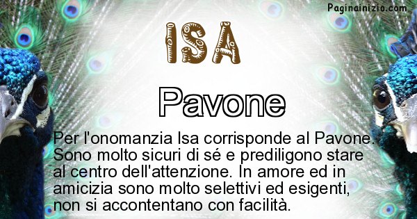 Isa - Animale associato al nome Isa