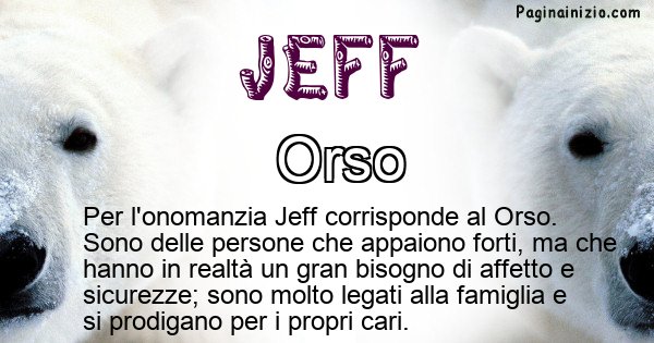Jeff - Animale associato al nome Jeff