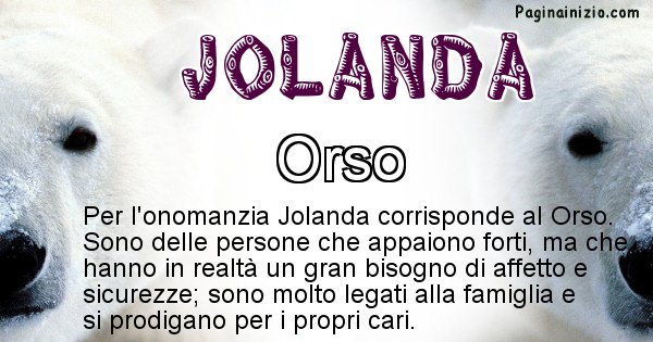 Jolanda - Animale associato al nome Jolanda