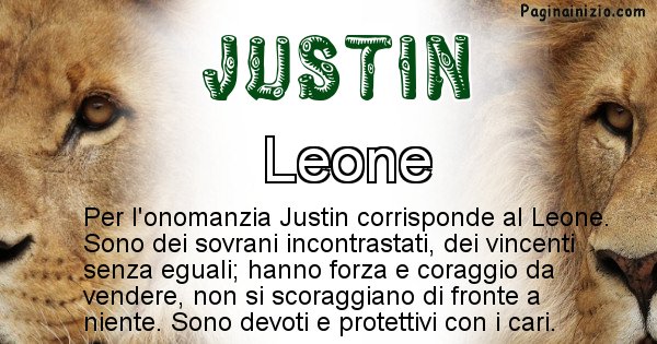 Justin - Animale associato al nome Justin