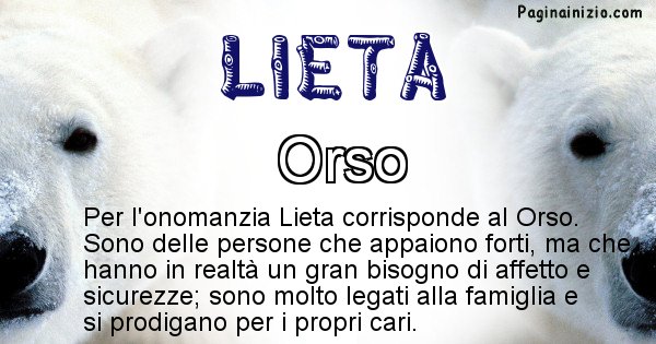 Lieta - Animale associato al nome Lieta