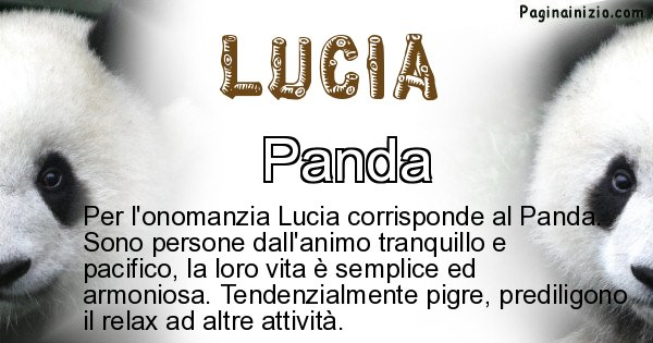 Lucia - Animale associato al nome Lucia
