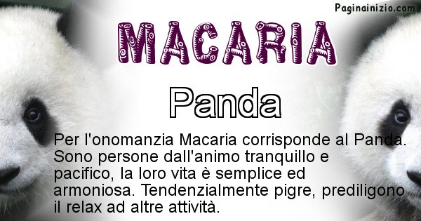 Macaria - Animale associato al nome Macaria