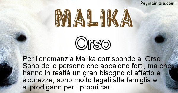 Malika - Animale associato al nome Malika