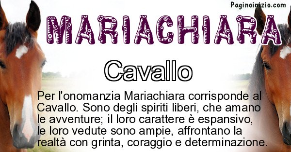 Mariachiara - Animale associato al nome Mariachiara