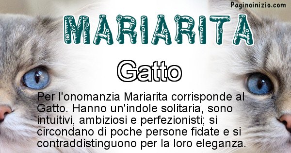 Mariarita - Animale associato al nome Mariarita