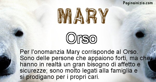 Mary - Animale associato al nome Mary