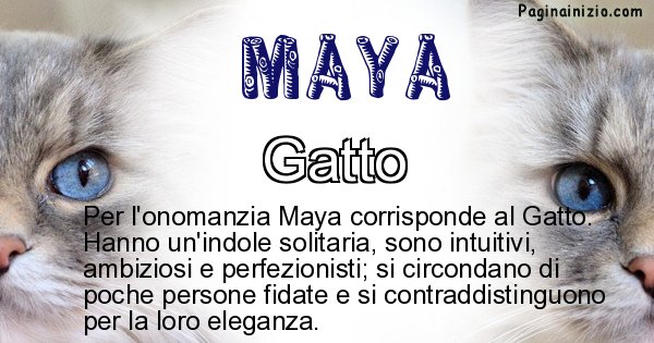 Maya - Animale associato al nome Maya