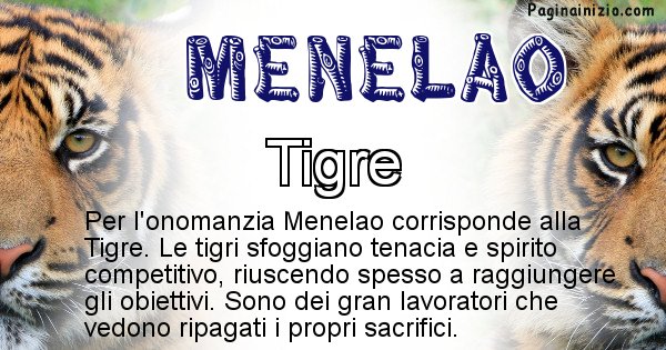 Menelao - Animale associato al nome Menelao