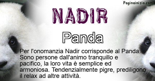 Nadir - Animale associato al nome Nadir