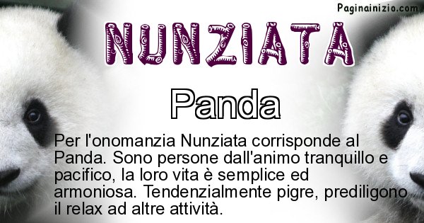 Nunziata - Animale associato al nome Nunziata