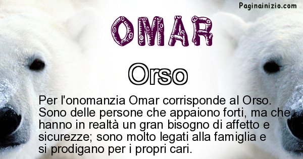 Omar - Animale associato al nome Omar