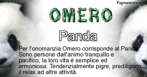 Omero - Animale associato al nome Omero