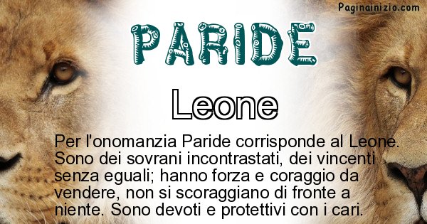 Paride - Animale associato al nome Paride