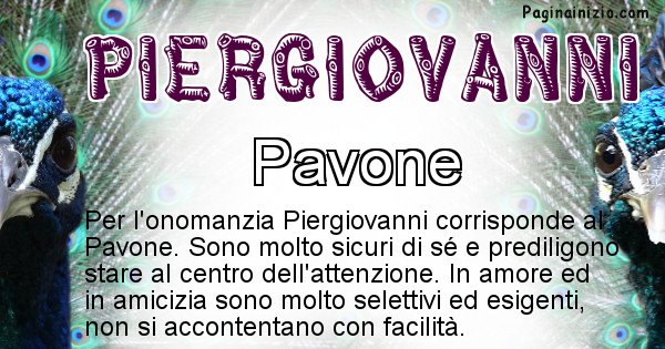 Piergiovanni - Animale associato al nome Piergiovanni