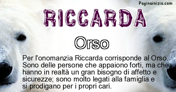 Riccarda - Animale associato al nome Riccarda