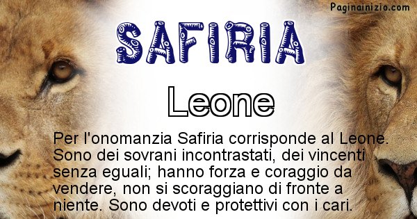 Safiria - Animale associato al nome Safiria