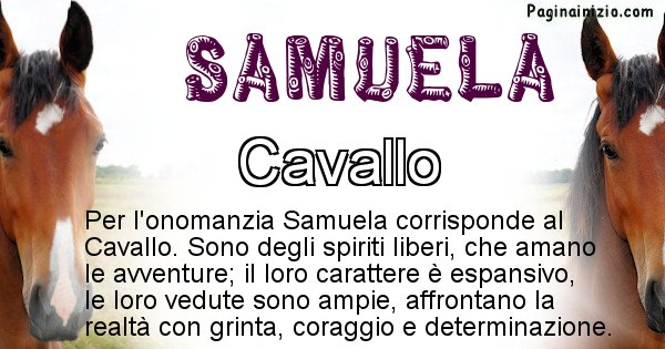 Samuela - Animale associato al nome Samuela