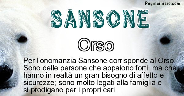 Sansone - Animale associato al nome Sansone