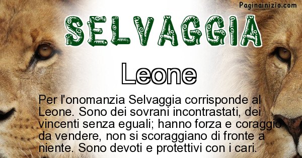 Selvaggia - Animale associato al nome Selvaggia