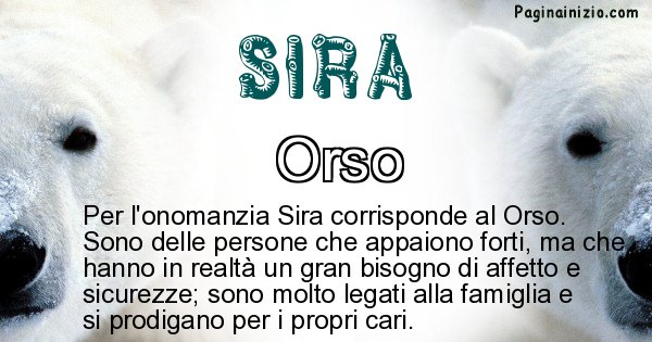 Sira - Animale associato al nome Sira