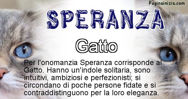 Speranza - Animale associato al nome Speranza