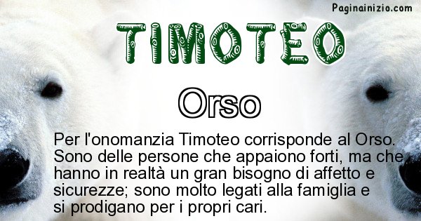 Timoteo - Animale associato al nome Timoteo