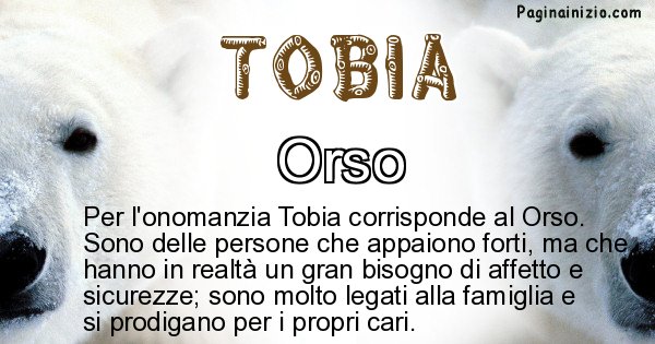 Tobia - Animale associato al nome Tobia