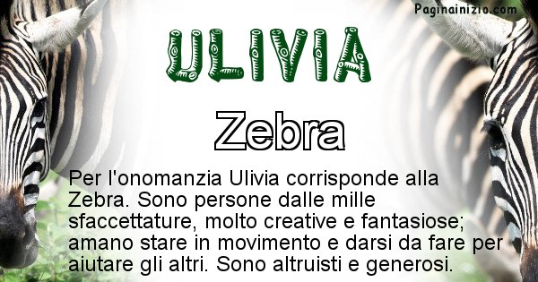 Ulivia - Animale associato al nome Ulivia