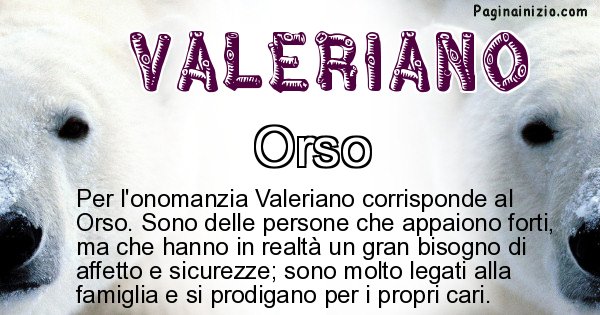 Valeriano - Animale associato al nome Valeriano