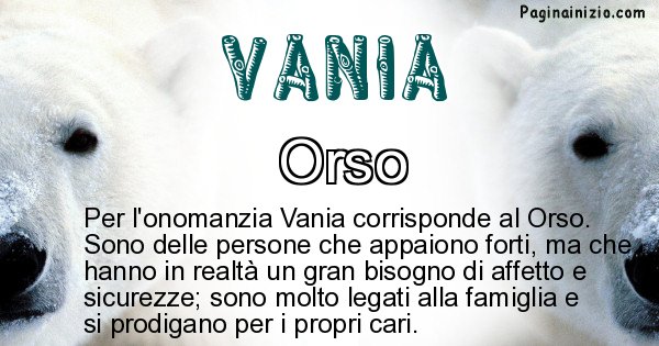 Vania - Animale associato al nome Vania