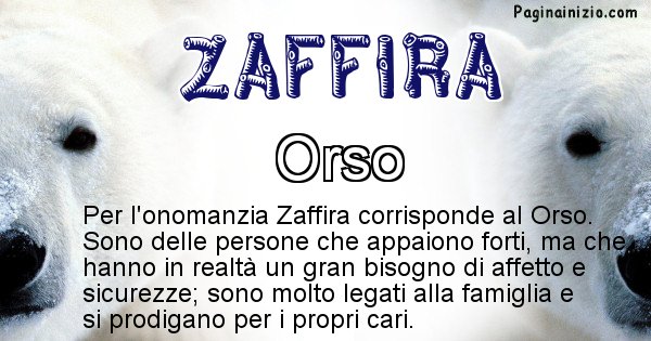 Zaffira - Animale associato al nome Zaffira