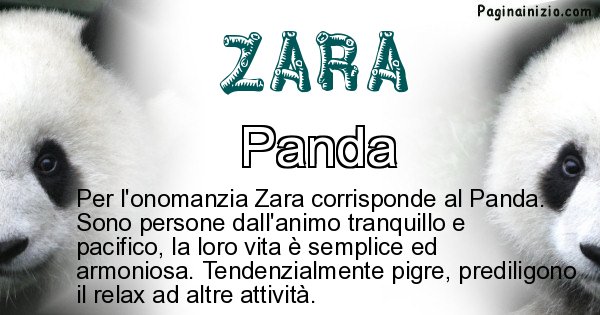 Zara - Animale associato al nome Zara