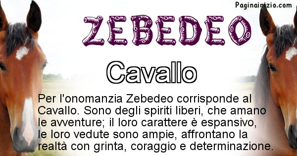 Zebedeo - Animale associato al nome Zebedeo
