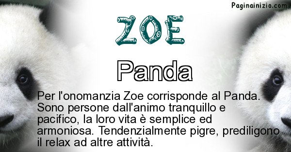 Zoe - Animale associato al nome Zoe