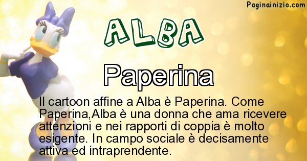 Alba - Personaggio dei cartoni associato a Alba
