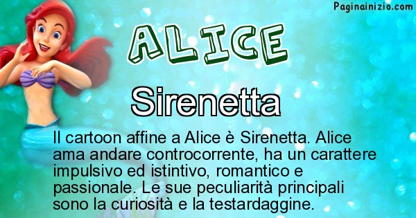 Alice - Personaggio dei cartoni associato a Alice